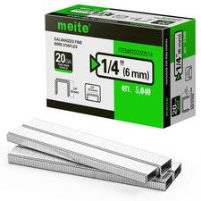 meite 20 Gauge Galvanized Upholstery Staples, 1/2-Inch 1/4" 6 mm , Silver