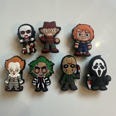 New Lot 7 Croc Shoe Charm HORROR Movie Theme Pennywise Clown Chucky Saw Billy