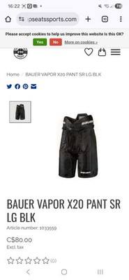 BAUER Torwart-Hose Gr. L Spielerhose Schutzhose
