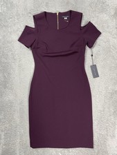 Tommy Hilfiger Sheath Dress Womens 4 Purple Cold Shoulder Scoop Neck Cutout NWT