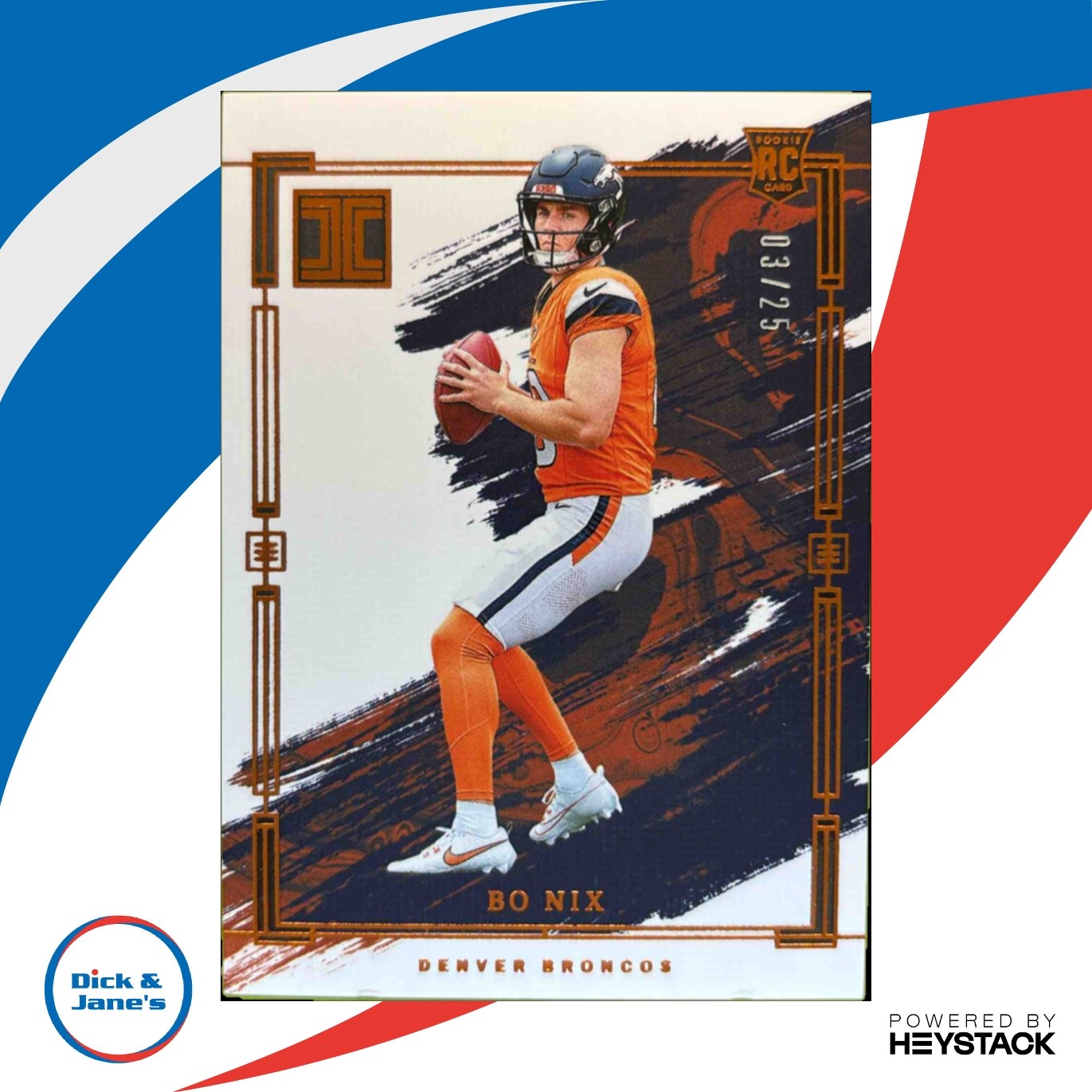 2024 Panini Impeccable Bo Nix RC - Bronze 3/25 #76 Denver Broncos Rookie Card
