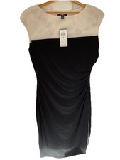 Lauren Ralph Lauren Black White Pencil Ruched Sheath Dress 10 Catalina Liquid