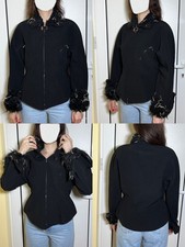 Vintage Mugler Black Feather Trim Sculptural Fitted Jacket Women's Size L