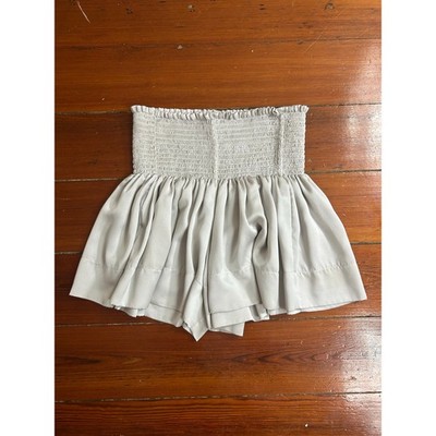 KOCH Smocked Ruffle Mini Skort Gray Made In USA Womens Small