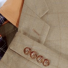Joseph  Feiss Sport Coat Men 44R 44L Silk Wool Windowpane Jacket 2 Bttn 1 Vent
