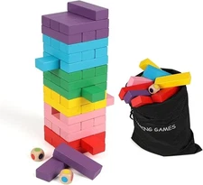 48PCS Rainbow color Tumbling Stacking Blocks Game for Kids and Family