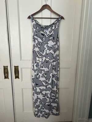 Diane Von Furstenberg Silk Geometric Print Tent Midi Dress Womens Size 6 Gray