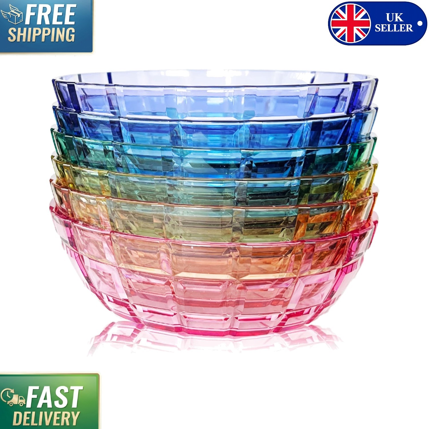 Set of 6 Unbreakable 400ml Bowls - Stylish Acrylic Tableware, Dishwasher Safe