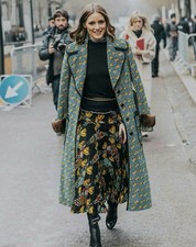 DDP Stunning Authentic Fendi Runway 2018 Heart Print Fur Trimmed Coat Size 38