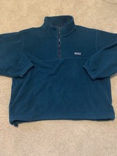 Vtg Eddie Bauer Mens 1/4 Zip Fleece Sweatshirt Size XL Blue Green