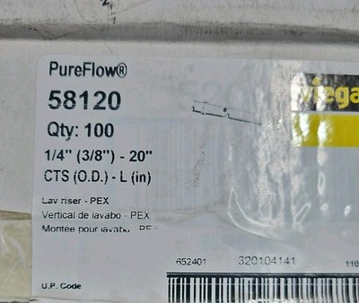 Viega 58120 Lav Riser, 1/4'' (3/8'') CTS, (O.D.) 20'' Long Box Of 100