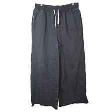 Aerie Womens Wide Leg Faded Black Gray Knit Pants High Rise Large Loungewear