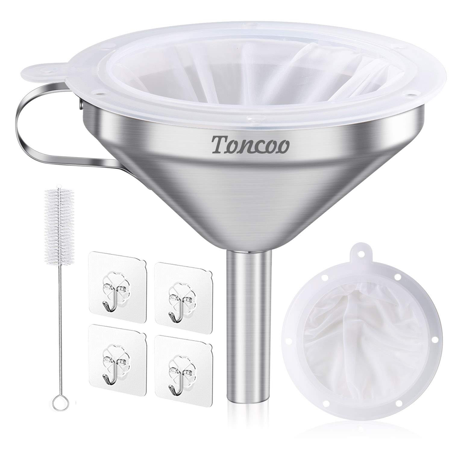 5-Inch Stainless Steel Funnel with 200 Mesh Strainer for Bottles