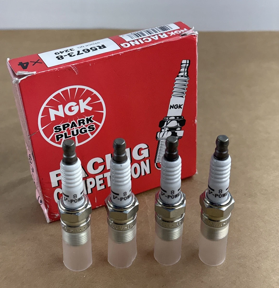 4x NGK 3249 R5673-8 V-Power Racing Spark Plugs fit V61 BL3 AR134 AR133 AF1 BW photo 1