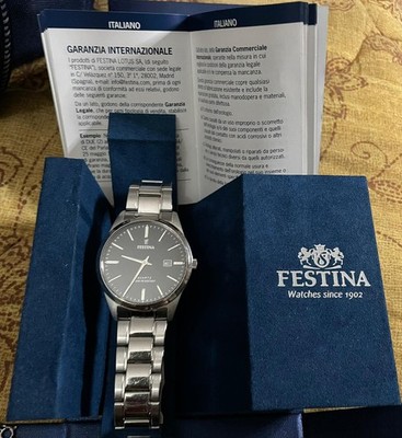 Festina Uhr F20511 Herrenuhr Solo Time Nachtblau Stahl Silver ORIGINAL SET 