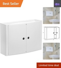 Sleek Wall-Mounted Bathroom Cabinet - Polished White with Adjustable Shelf