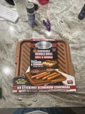 Gotham Steel 11.5" Nonstick Reversible Double Grill with Titanium Ceramic