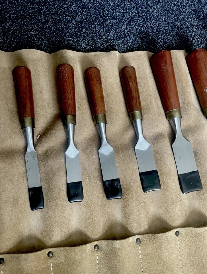 Premium 12-Piece Wood Carving Chisel Set with Leather Tool Roll - Image 3 of 4