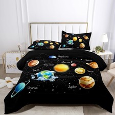 Twin Bedding Sets Space Comforter Sets for Boys Girls-3 Pieces Planets Beddin...