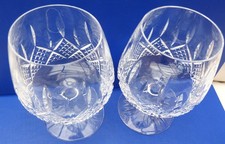 Pair Signed Stuart Crystal Glengarry Cambridge Balloon Brandy Glasses 13cm Tall
