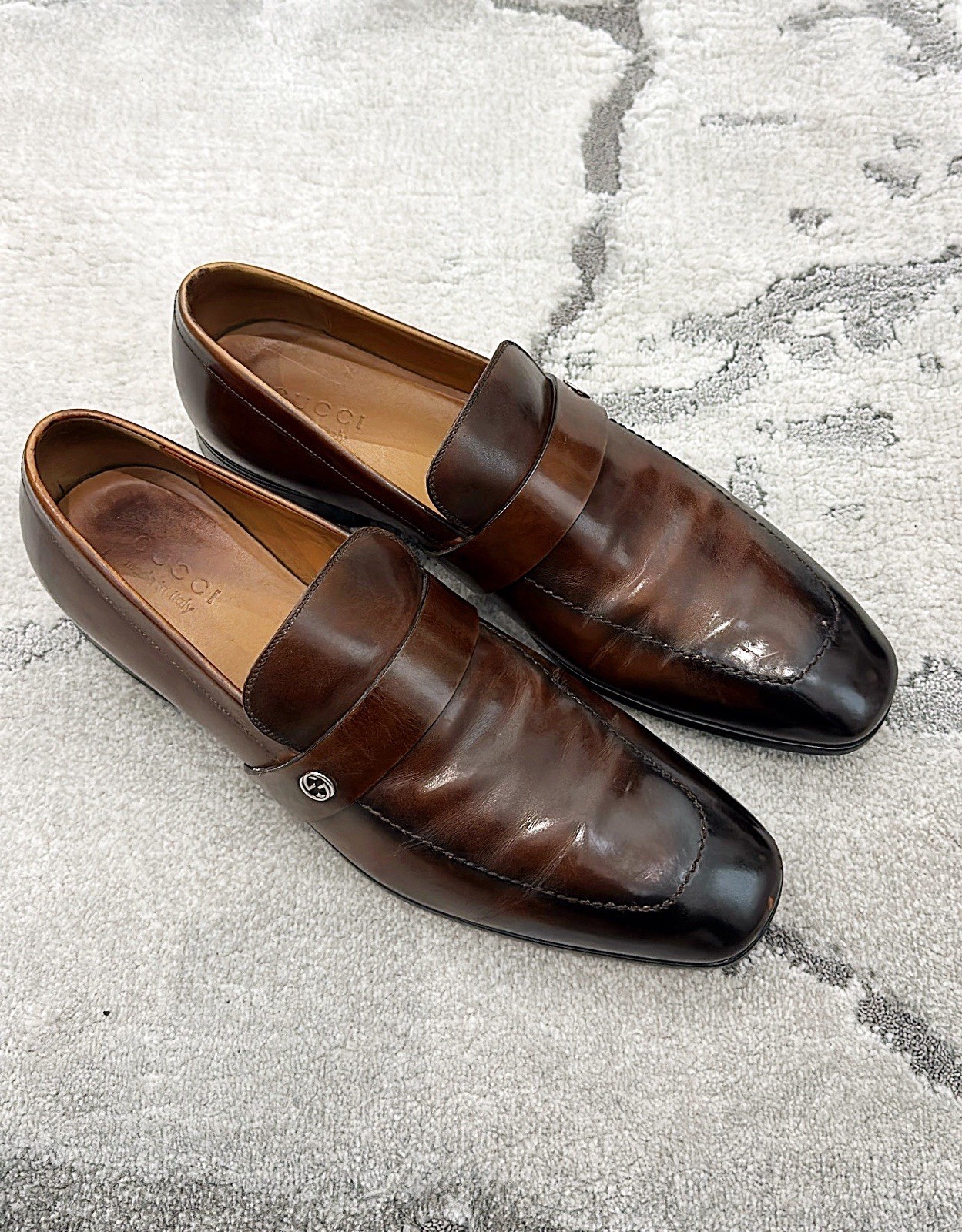 Authentic Gucci Interlocking G Brown Leather Mens… - image 4