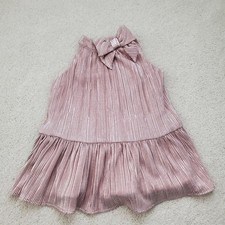 Janie and Jack Baby Girls Rose Gold Special Occasion Metallic Bow Dress sz3-6m