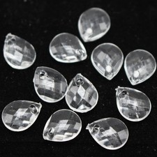 500pcs Clear Transparent Acrylic Faceted Teardrop Beads Charm Pendants 11X8mm