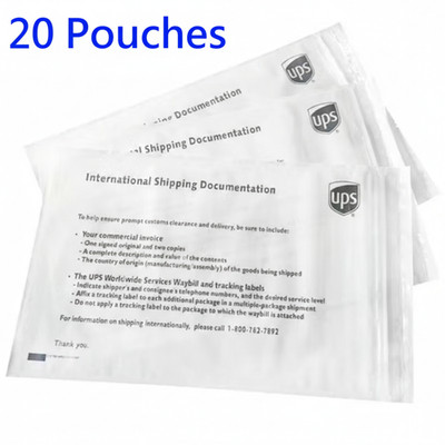 20 Resealable Shipping Pouches 7.5'' x 12'' Clear Sleeve Window Pouch Customs UPS