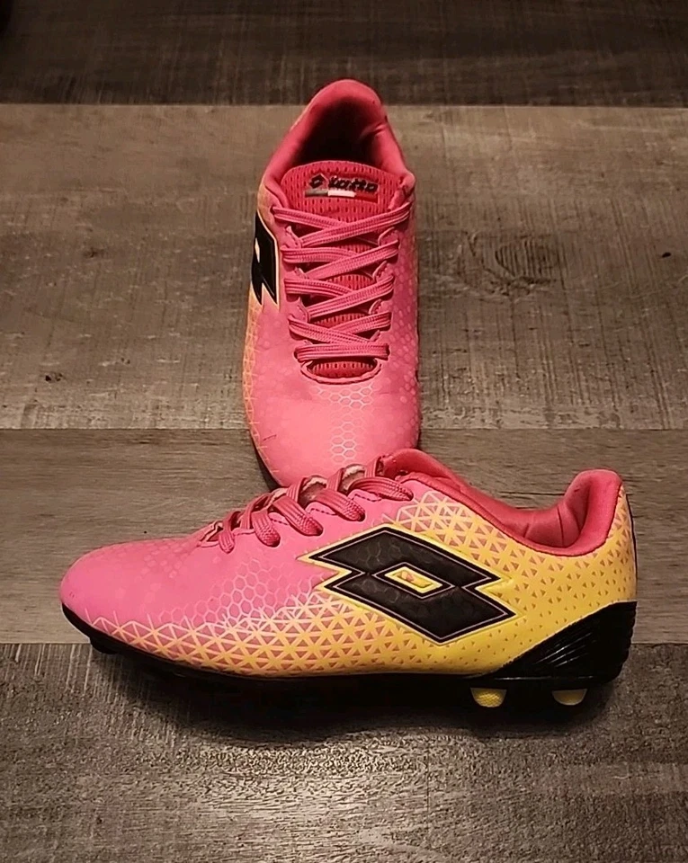 Botines de fútbol Lotto Forza Elite Three JR para niñas talla (1,5) juveniles negros rosas amarillos Foto 2 de 4