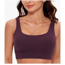 CRZ Yoga Butterluxe Longline Sports Bra Purple Medium Soft Stretch NWT