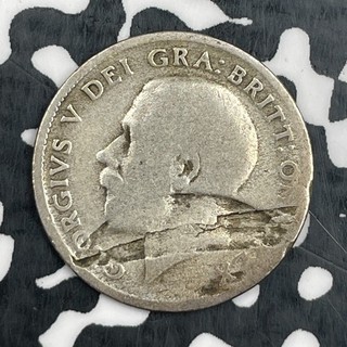 1921 Great Britain 6 Pence Lot#A0315 Silver! Major Lamination Flaw