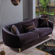 Dreisitzer Sofa Moderne Wohnzimmer Couch Schwarz Designer Polstersofas
