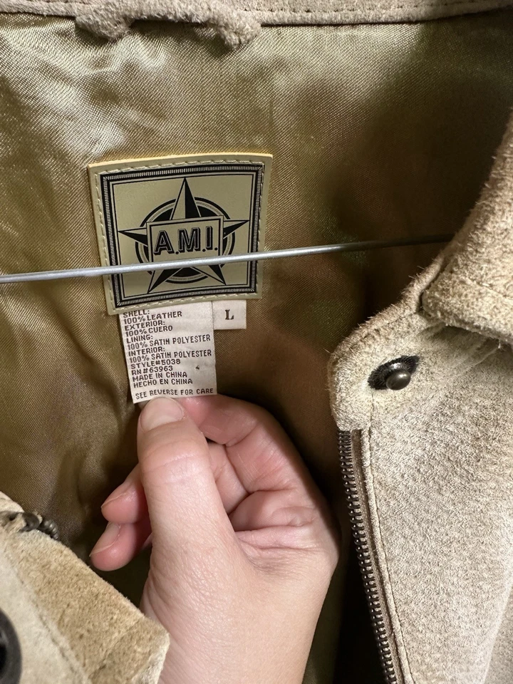 AMI Women's  Leather Suede Jacket Coat Lined Size Large - Image 4 of 4