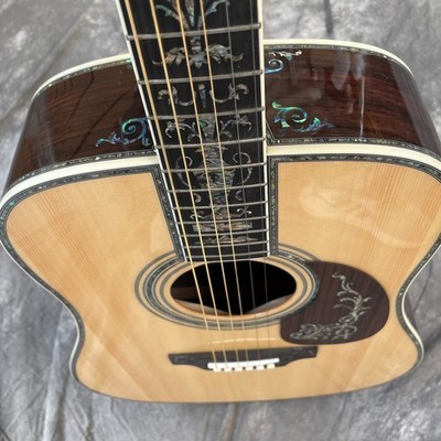 D50 Acoustic Guitar 6s Top Solid  Abalone fLOWER Inlay Ebony Fretboard