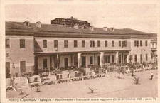 dt210 cartolina portosangiorgio,spiaggia e stabilimen,provincia di ascoli piceno