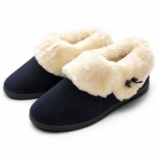 Ladies Slippers Womens Cosy Night Shoes Cushioned Bow Comfort Fur Lined Soft NEW
