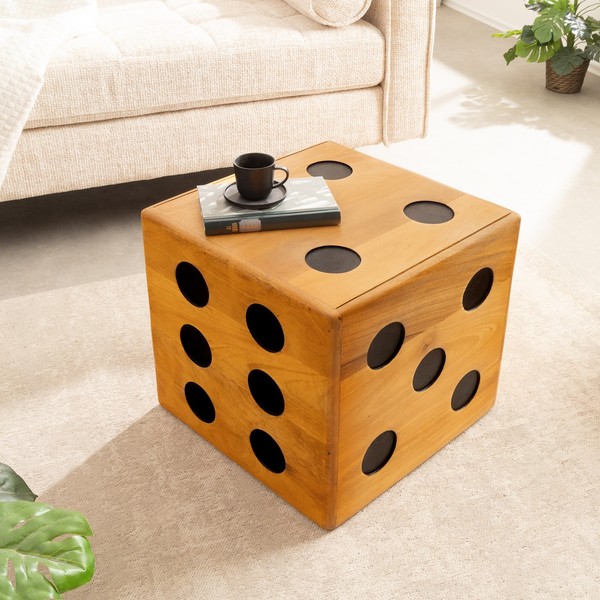 Massivholz WüRfel-Hocker Cube - 40Cm - Natur - Mango - Beistelltisch Stapelbar-image