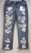 Cello Jeans Size 3 Distressed Slim Boyfriend Ankle Denim Stretch Frayed Hem
