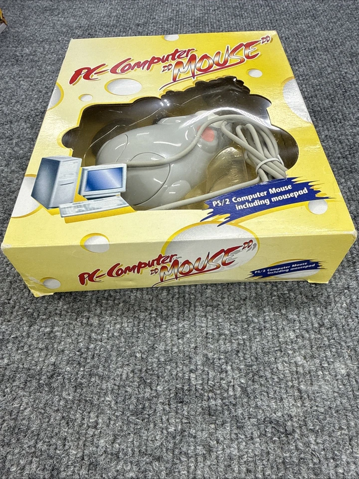 Vintage PC Computer “Mouse” PS/2 Wired Mouse Gray NEW in Box w/ Mousepad - Image 4 of 4