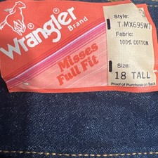 Vntg Wrangler T-MX695WT Misses FULL FIT Denim Jeans Horse 18 Tall Cotton USA