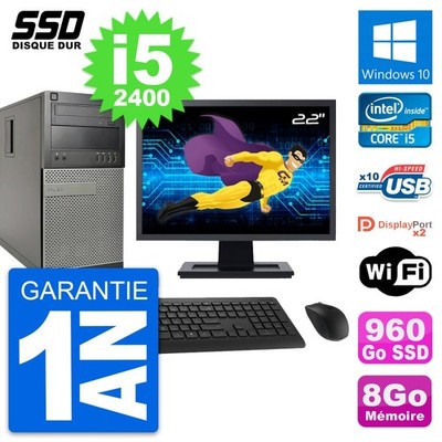 PC tour DELL OptiPlex 9010 Bildschirm 22 '' i5-2400 RAM 8Go SSD 960Go Windows 10