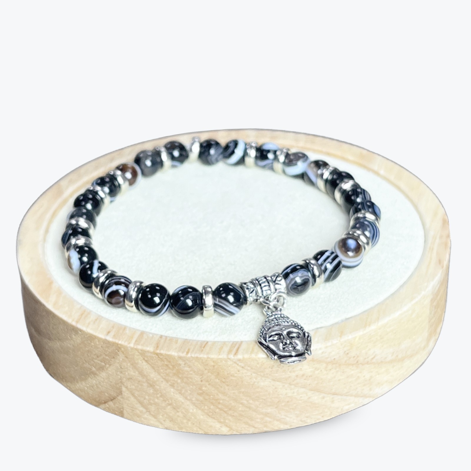 Bracelet onyx véritable et Bouddha pour la protection et l'équilibre quotidien