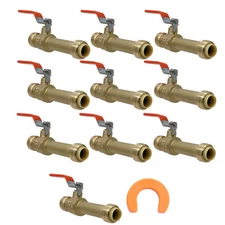 10 Pack XFITTING Push Fit 1/2" x 1/2" Push Fit Slip Ball Valve w. 1 Clip