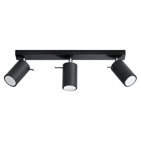 Plafonnier Acier Noir GU10 3 Ring Line - Éclairage Puissant pour Rénovation et Déco Moderne