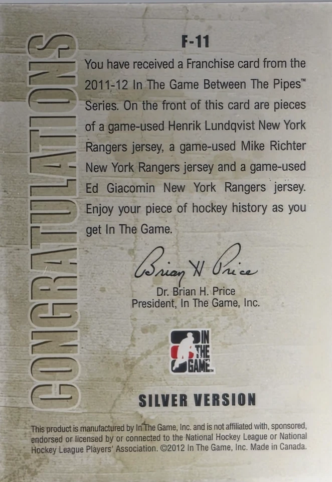 Camisas usadas jogo franquia NY Rangers Lundqvist In the Game Between The Pipes - Imagem 4 de 4