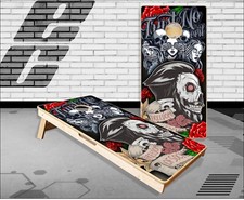 See Speak Hear No Evil Skull Rose Gentleman Cornhole Boards Bean Bag Toss Game