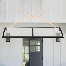 Front Door Aluminum Arch Rainshed w/ Sink for Sun, UV Protection 200*60cm