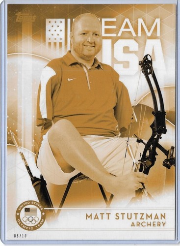 RARE 2016 TOPPS OLYMPIC MATT STUTZMAN 5X7 GOLD CARD #10 ~ /10 ~ 2024 GOLD MEDAL - Picture 1 of 2