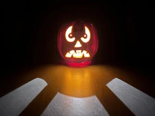 Vintage 1998 Paper Magic Group Battery Lighted Jack-O-Lantern Pumpkin 5" SCARY