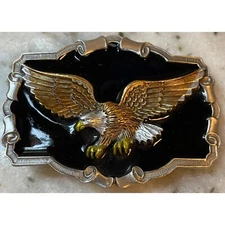 The Great American Buckle Company Belt Buckle Eagle Silver Toned Metal & Enamel